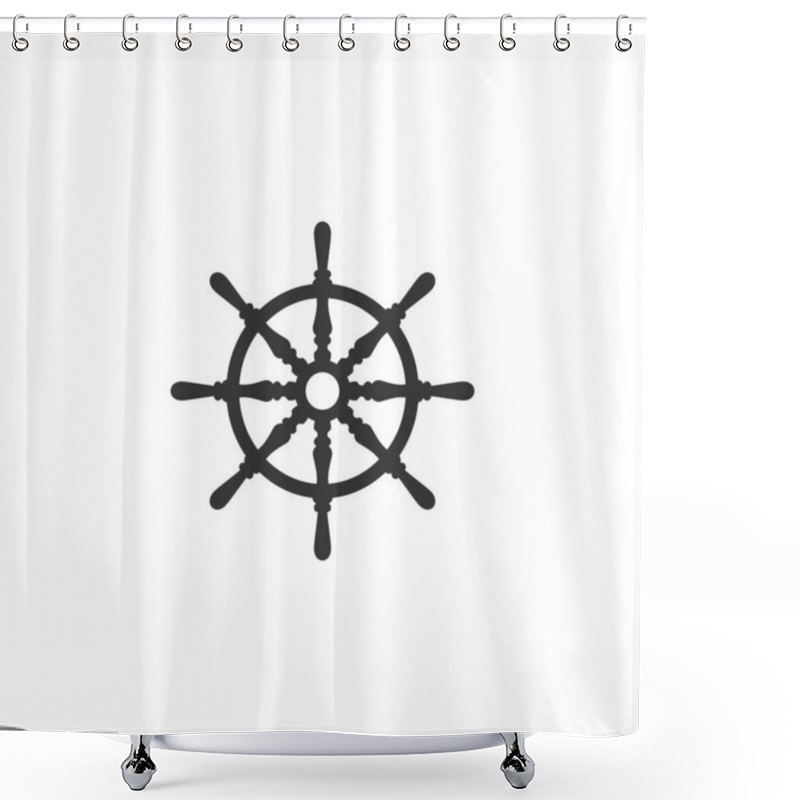 Personality  Ship And Boat Helm Steering Wheel And Illustration Logo Symbol. Shower Curtains