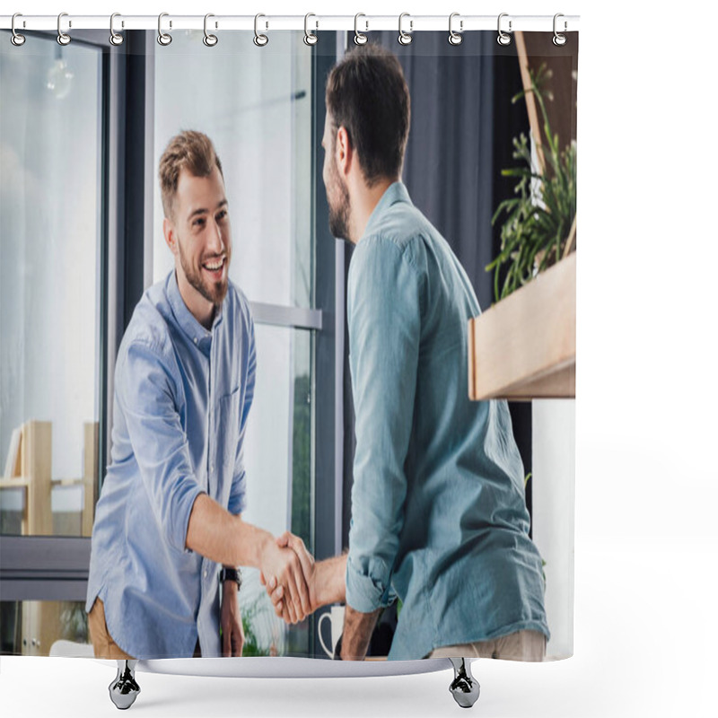 Personality  Businessmen Shaking Hands Shower Curtains