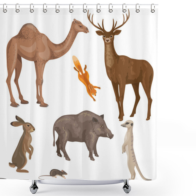 Personality  Animals Of Forest, Desert And Steppe Zones. Shower Curtains