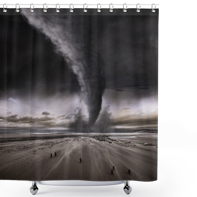 Personality  Dramatic Beach Tornado Shower Curtains