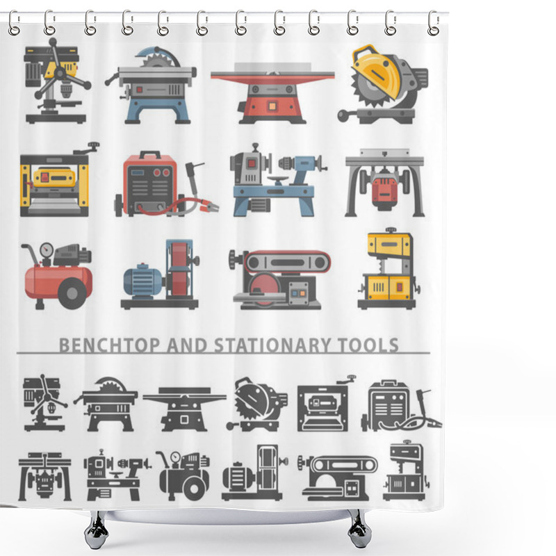 Personality  Flat Icons -Benchtop And Stationary Tools Shower Curtains