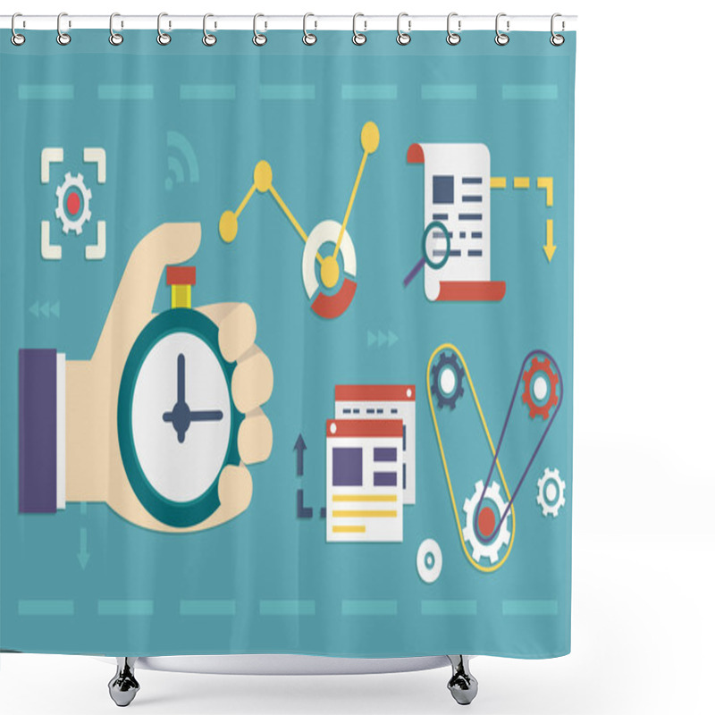 Personality  Vector Flat Concept Of Process Social Media Business And Marketing. Startup, Business Planning And Results Shower Curtains