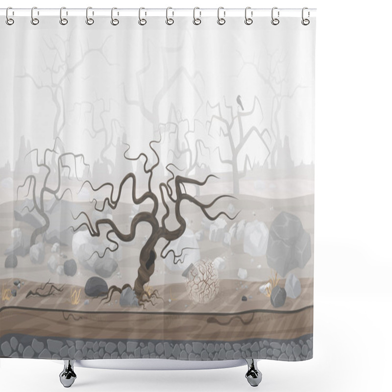 Personality  Mysterious Forest In Fog. Dark Spooky Halloween Landscape Scene. Shower Curtains