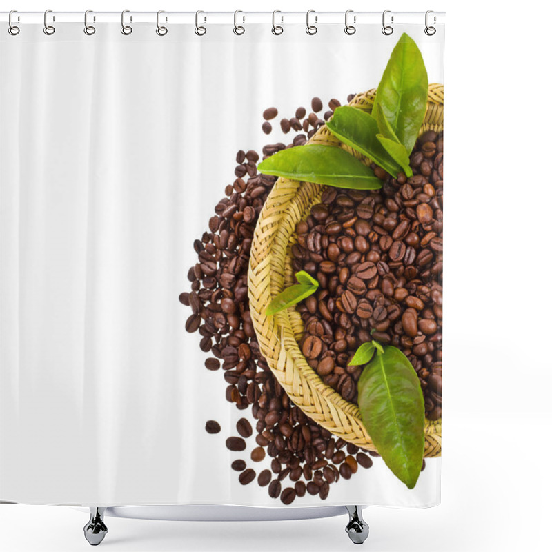 Personality  Coffee Beans In A Wicker Basket Shower Curtains