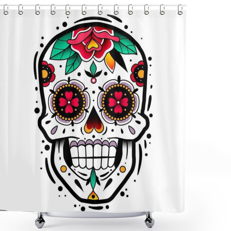 Personality  Traditional Mexican Sugar Skull Shower Curtains