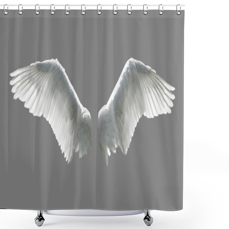 Personality  Angel Wings Isolated On Gray Background Shower Curtains