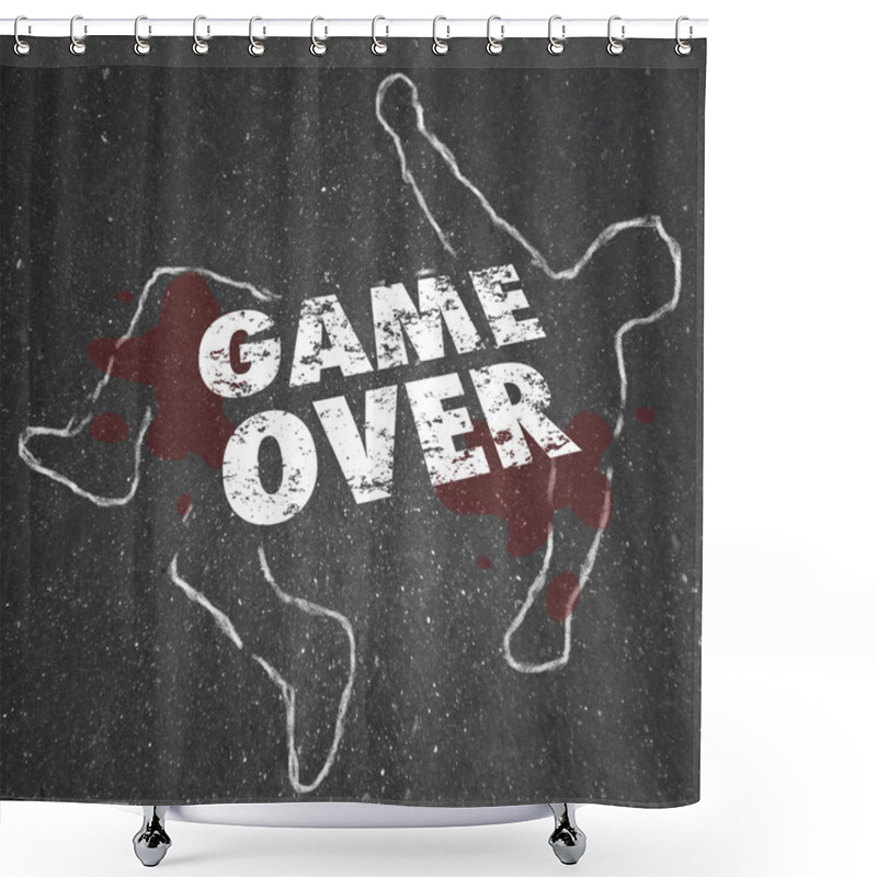 Personality  Game Over Body Chalk Outline Dead Person Shower Curtains