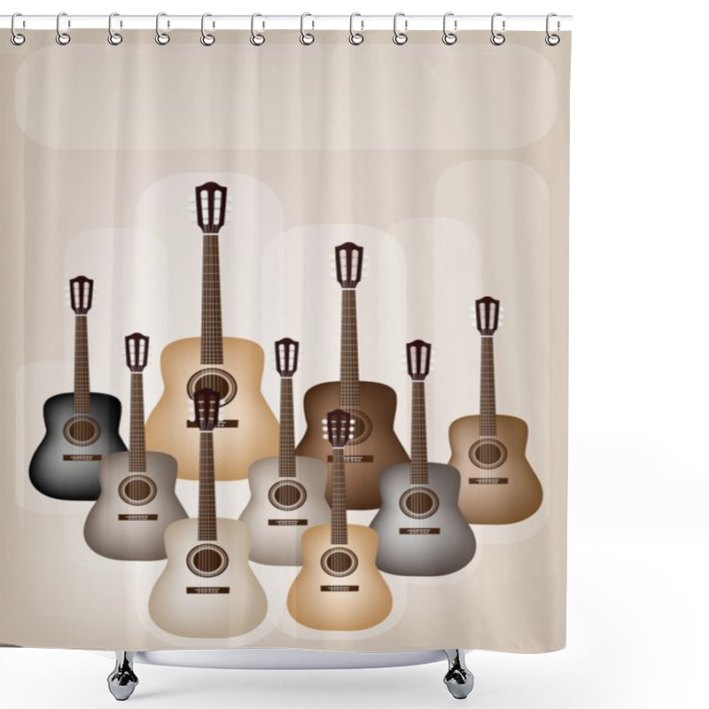 Personality  Beautiful Classical Guitars On Beautiful Brown Background Shower Curtains