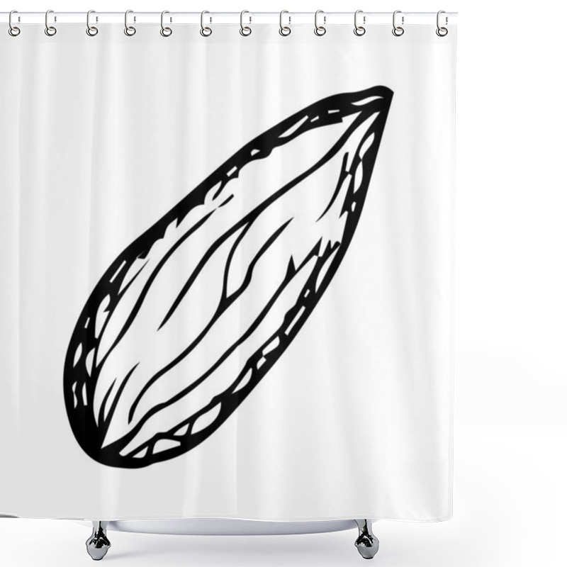 Personality  Hand Drawn Vector Illustration Of Single Cardamom Pod, Almond Kernel With Detailed Black Outline. Perfect For Culinary, Herbal And Natural Designs, Highlighting Spice, Flavor And Organic Beauty Shower Curtains