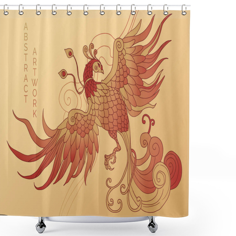 Personality  Abstract Illustration Of Mythological Bird Phoenix Fenghuang Shower Curtains