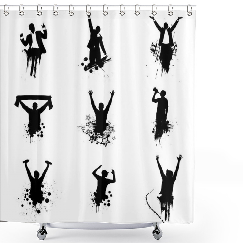 Personality  Set Of Silhouettes For Sports Championships Shower Curtains