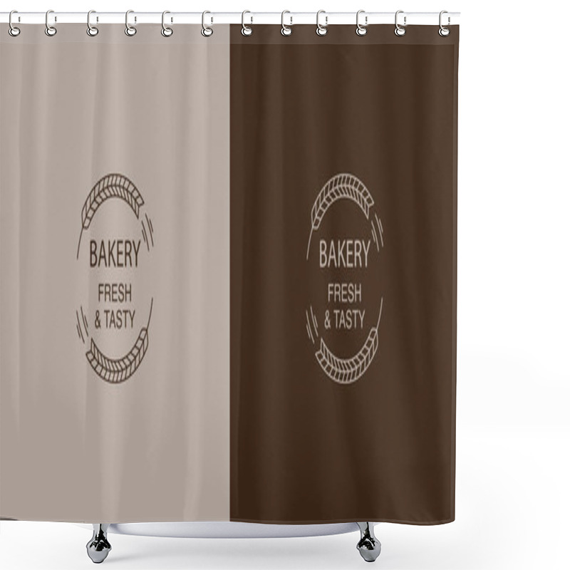 Personality  Set Of Brown Bakery Labels With Fresh And Tasty Lettering Shower Curtains