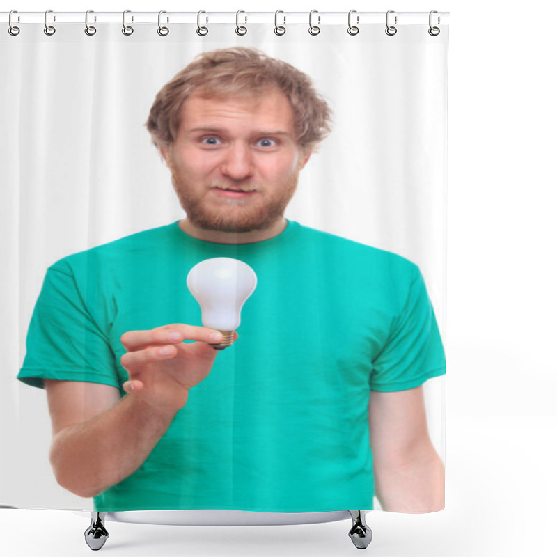 Personality  Surprised Man With Light Bulb Shower Curtains