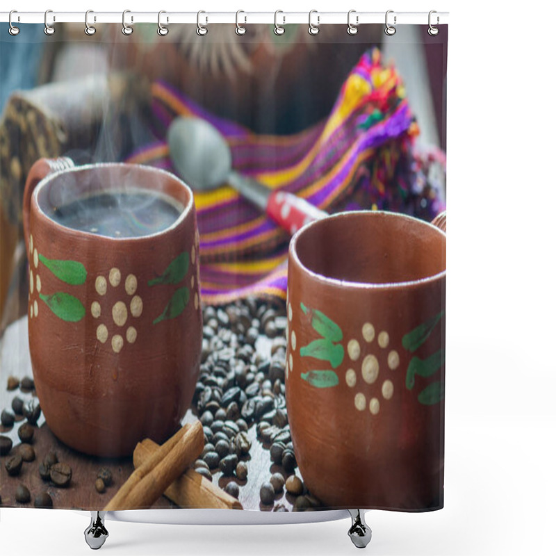 Personality  Cafe De Olla, Traditional Mexican Coffee From Clay Pots Shower Curtains