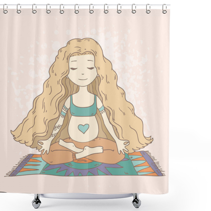 Personality  Pregnant Woman In Lotus Position Shower Curtains