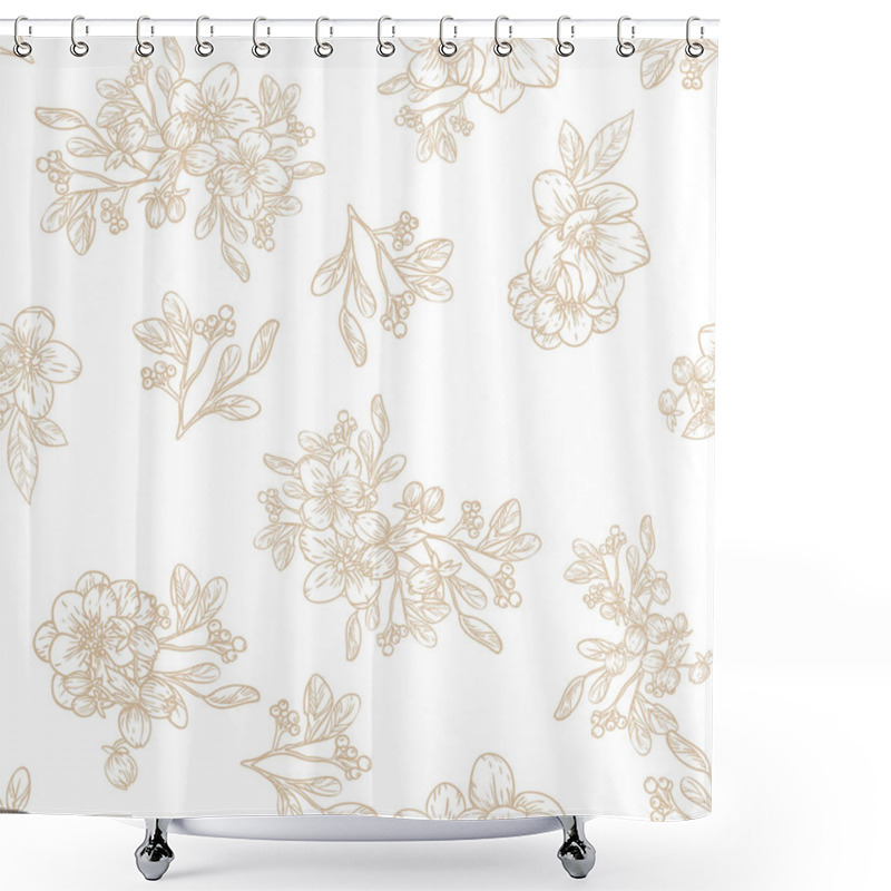 Personality  Seamless Pattern With Beautiful Floral Elements Shower Curtains