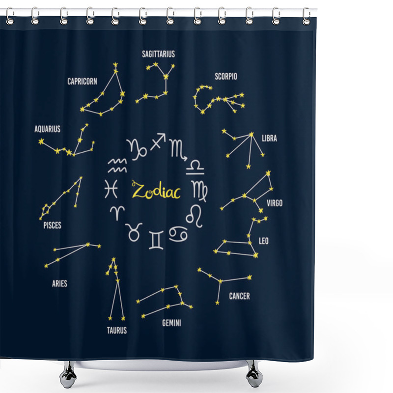 Personality  Zodiac, Horoscope Constellation Shower Curtains