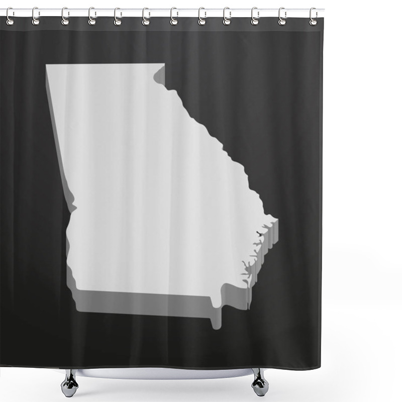 Personality  Georgia State Map In Gray On A Black Background 3d Shower Curtains