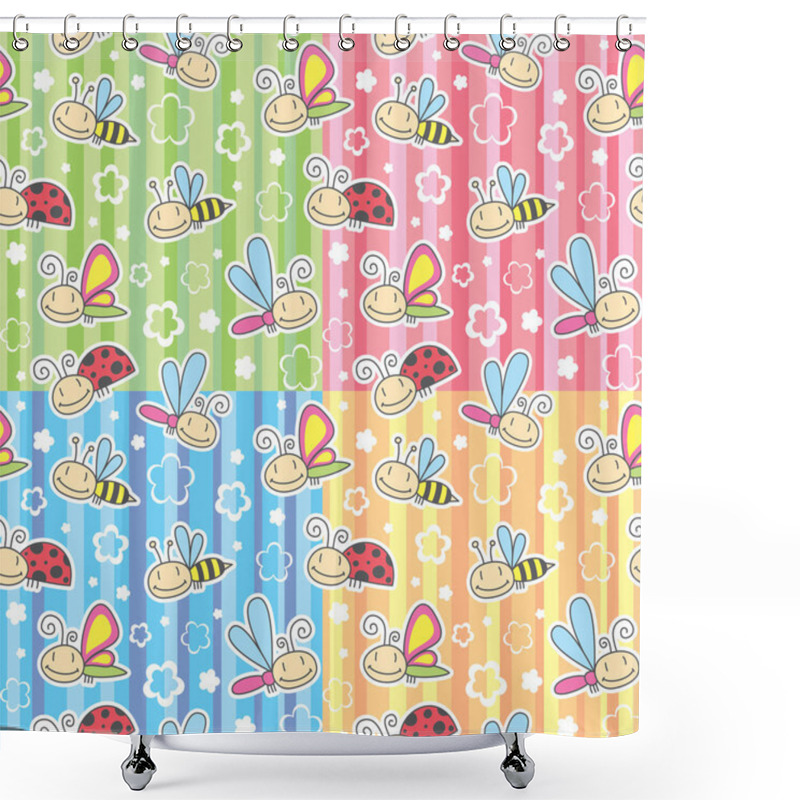 Personality  Patterns With Insects Shower Curtains