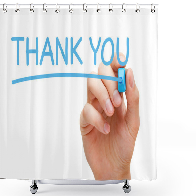 Personality  Thank You Blue Marker Shower Curtains