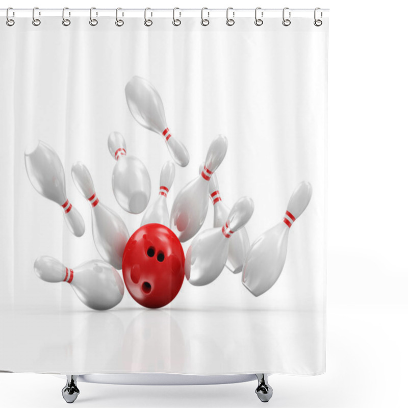 Personality  Bowling Ball And Pins Shower Curtains