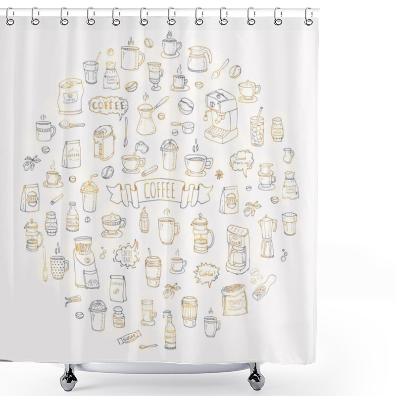 Personality  Coffee Icons Set Shower Curtains