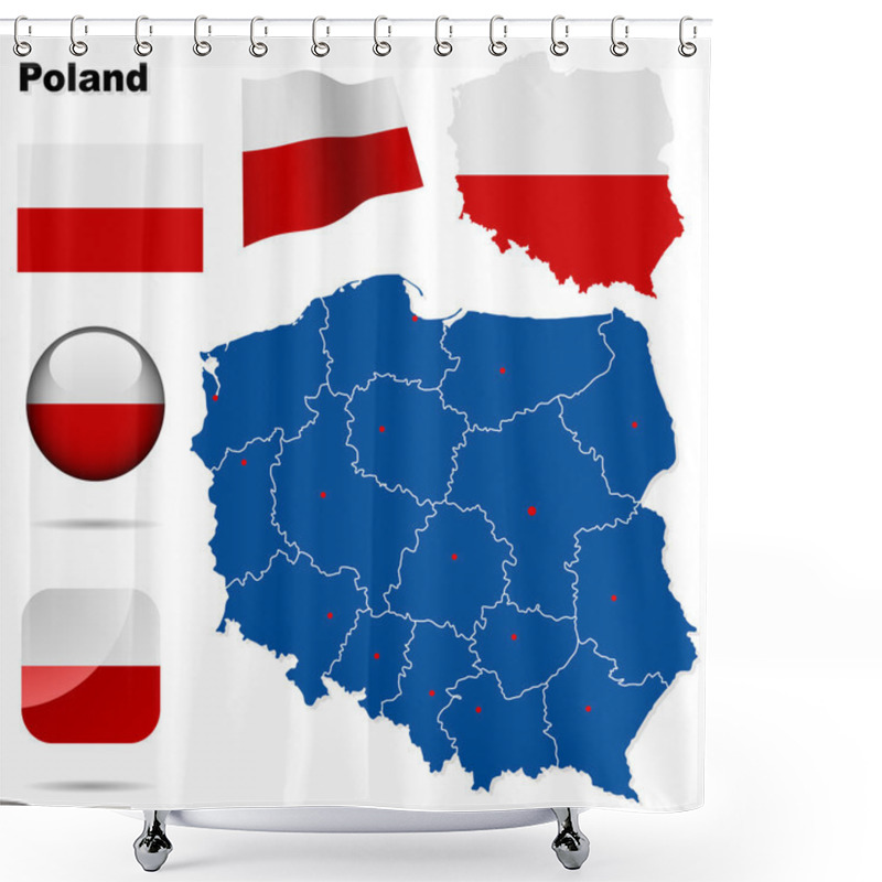 Personality  Poland Vector Set Shower Curtains