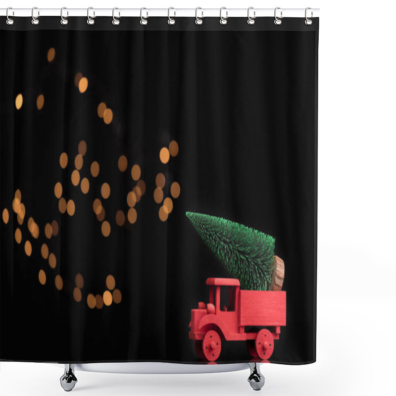 Personality  Red Truck Carrying A Pine Tree  Shower Curtains