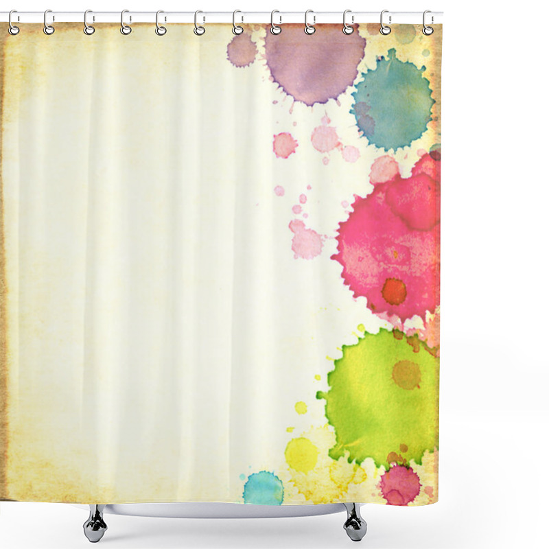 Personality  Grunge Background With Texture Of Old Soiled Paper With Stains Of Paint. Copy Space For Text. Mock Up Template Shower Curtains