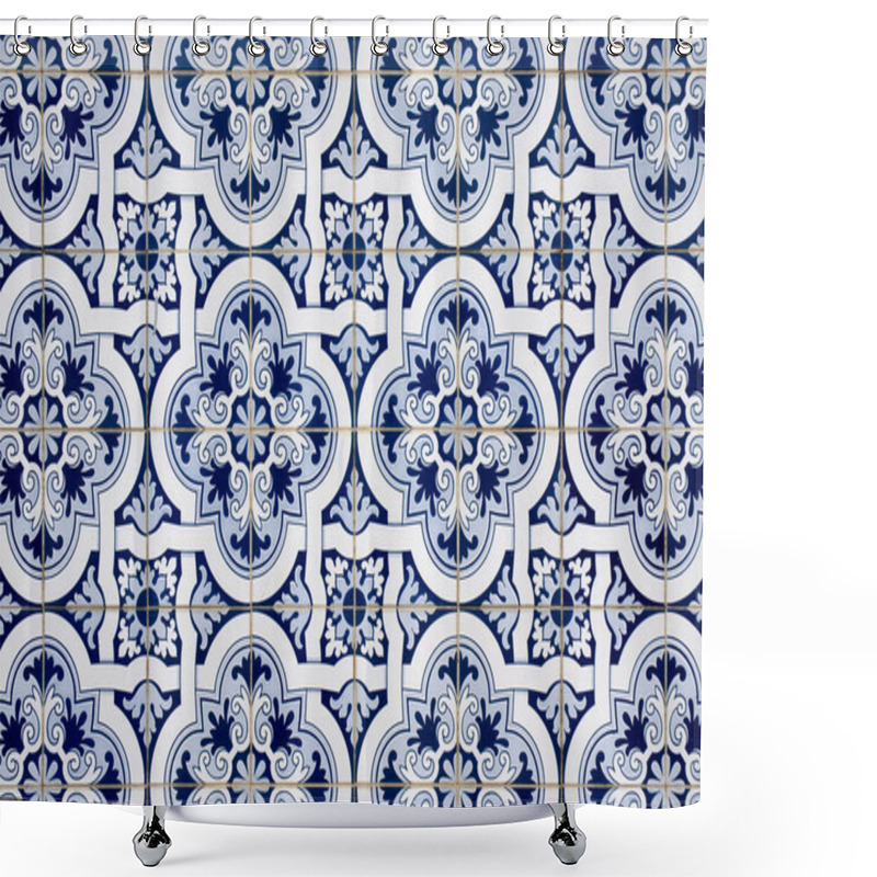 Personality  Blue Pattern Detail Shower Curtains