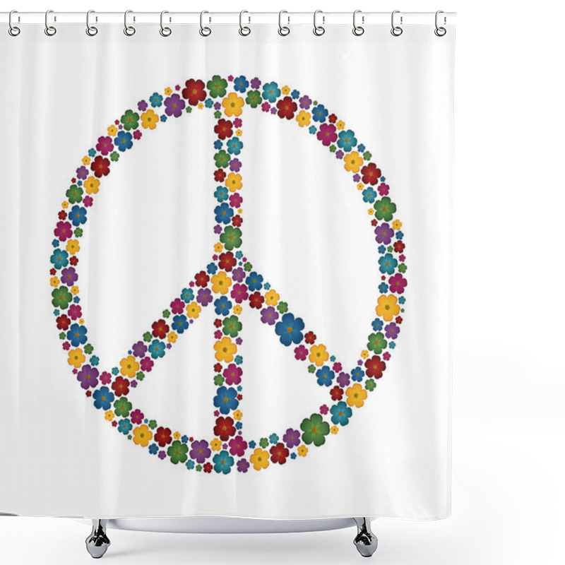 Personality  Symbol Of Peace With Flowers Shower Curtains