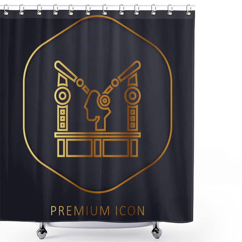 Personality  Assembly Machine Golden Line Premium Logo Or Icon Shower Curtains