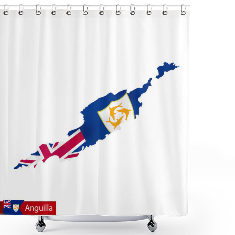 Personality  Anguilla Map With Waving Flag Of Country.  Shower Curtains