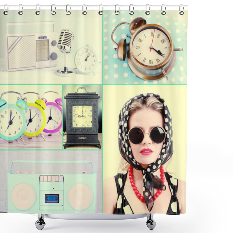 Personality  Retro Collage Shower Curtains