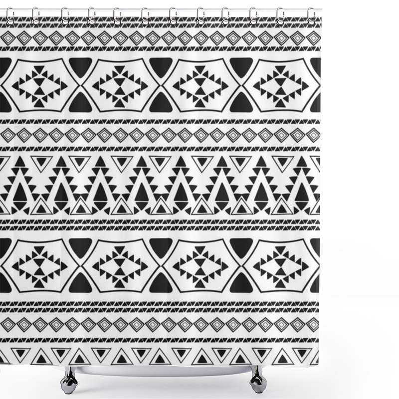 Personality  Tribal Pattern Seamless Vector. Ethnic Monochrome Print Design Shower Curtains