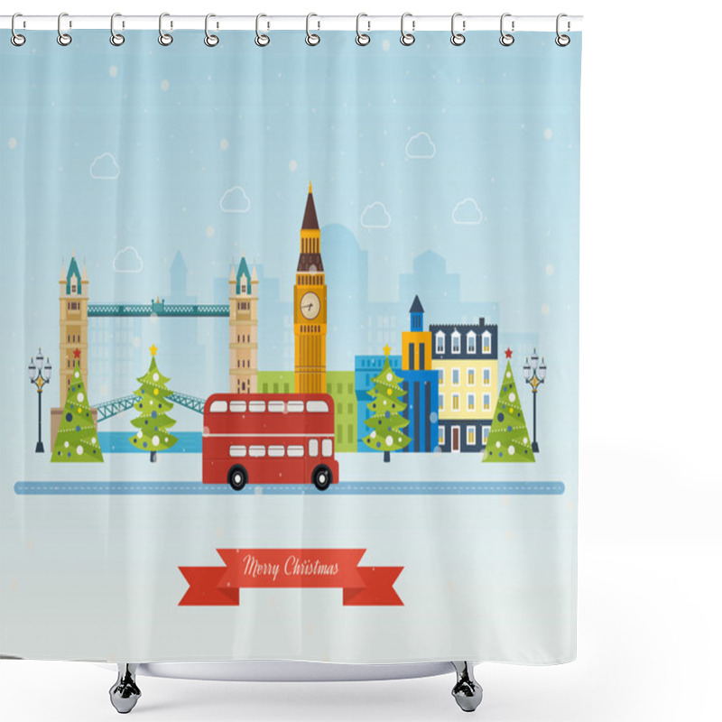 Personality  Cute Invitation Card With Winter City Shower Curtains