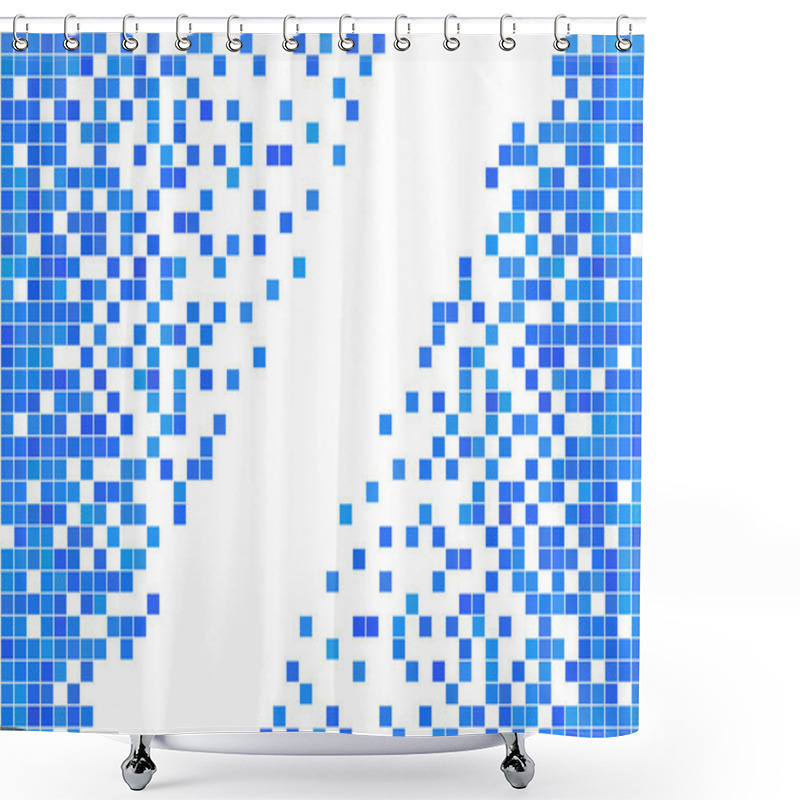 Personality  Blue And White Pixel Background.  Abstract Digital Vector Illustration. Modern Technology Design. Shower Curtains