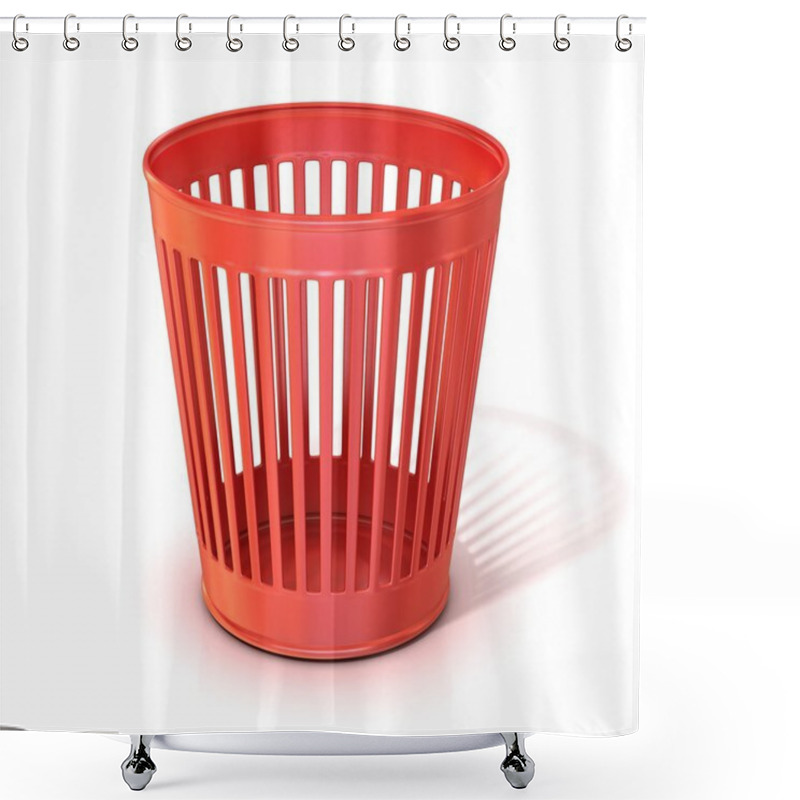 Personality  Empty Red Trash Bin, Garbage Can Isolated On White Background Shower Curtains