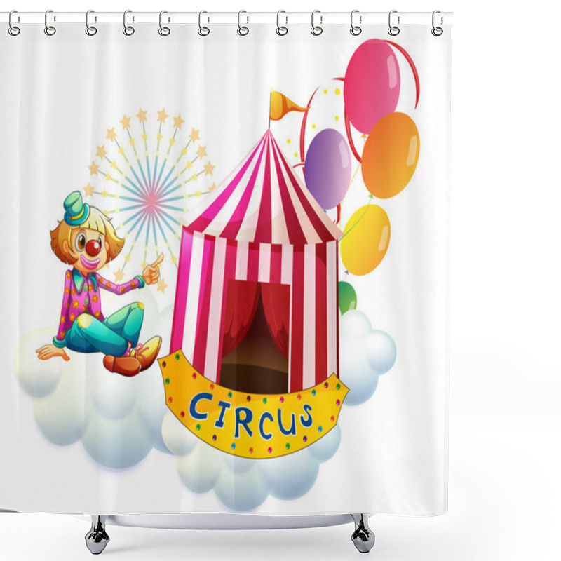 Personality  A Clown Beside A Circus Tent With Balloons Shower Curtains