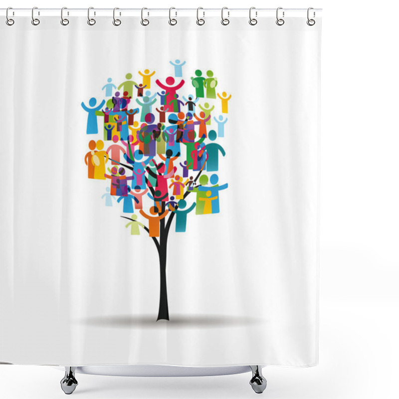 Personality  Pictograms On Tree Shower Curtains