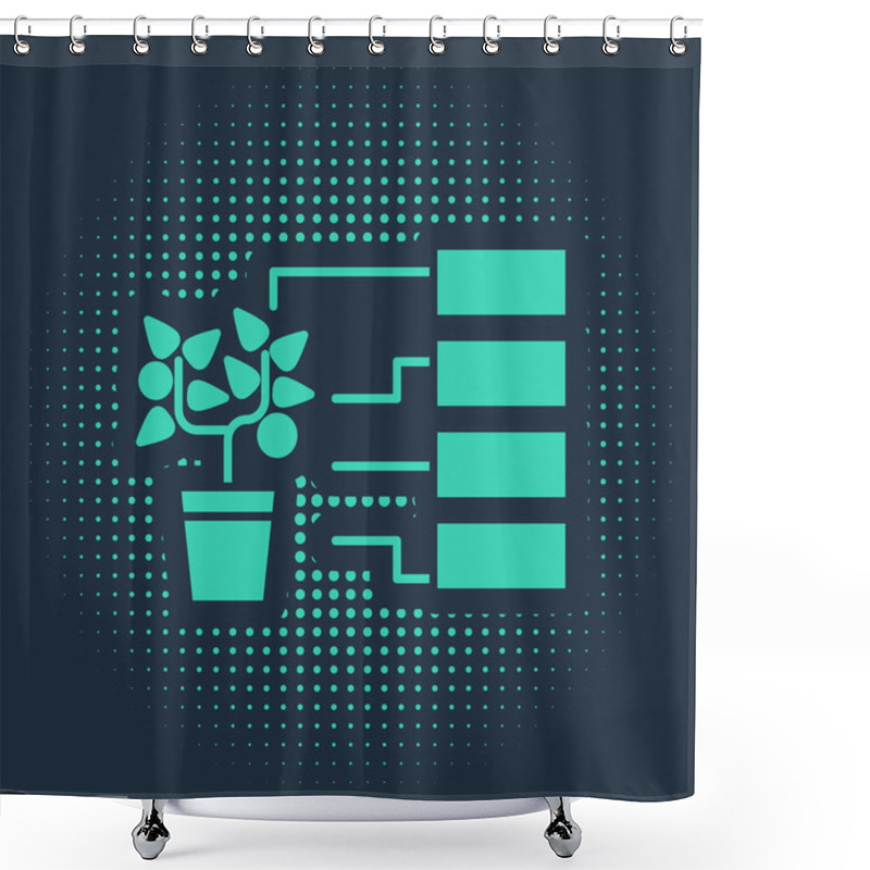 Personality  Green Flower Analysis Icon Isolated On Blue Background. Abstract Circle Random Dots. Vector Illustration Shower Curtains