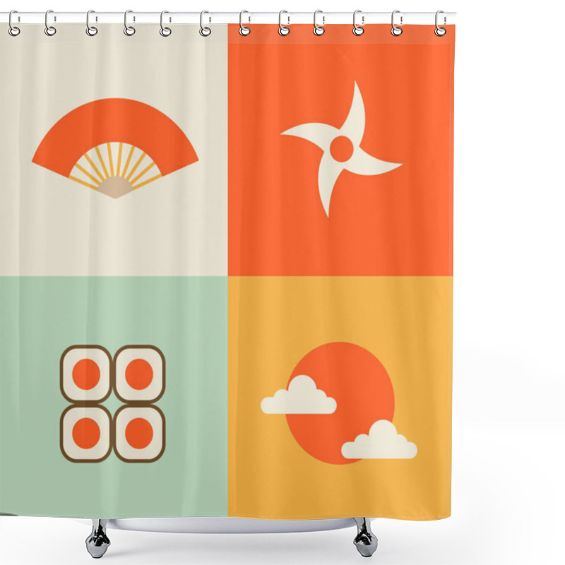 Personality  Icons Set Of Traditional Japan Symbols  Shower Curtains