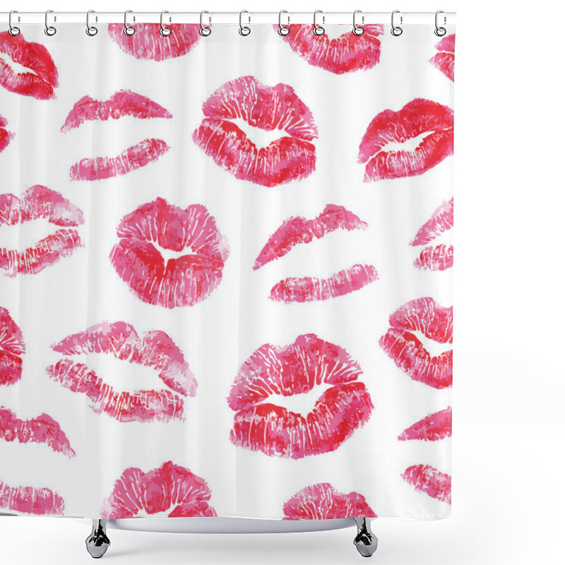 Personality  Seamless Pattern - Red Lips Kisses Prints Background Shower Curtains