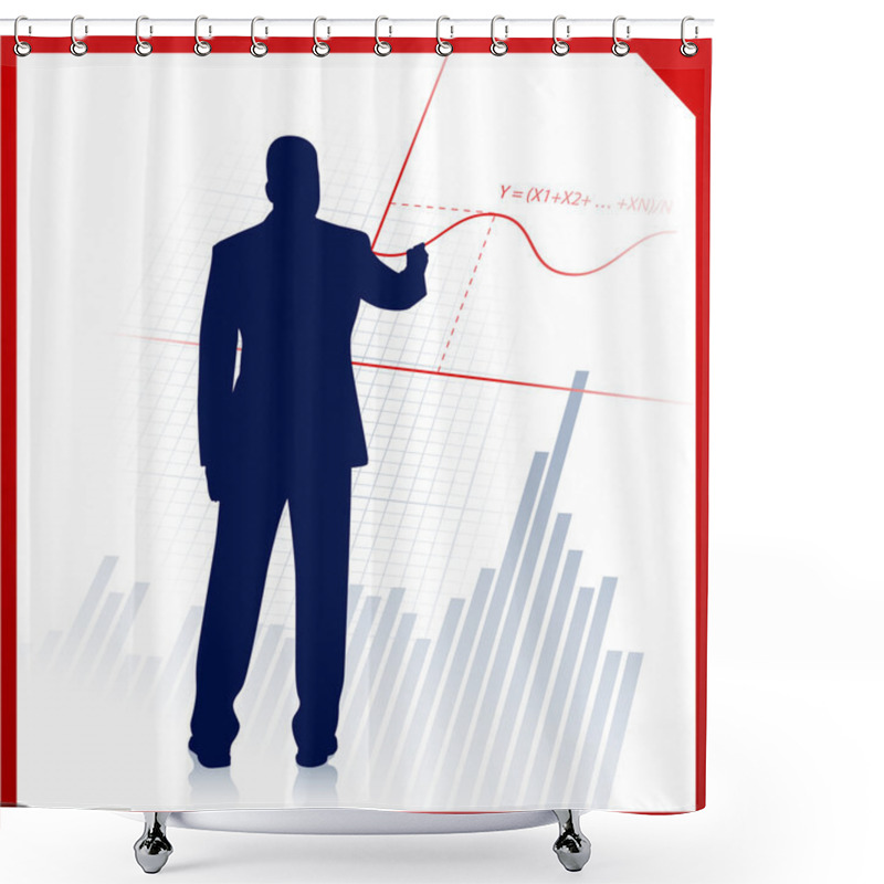 Personality  Business Man On Background With Financial Equation Shower Curtains