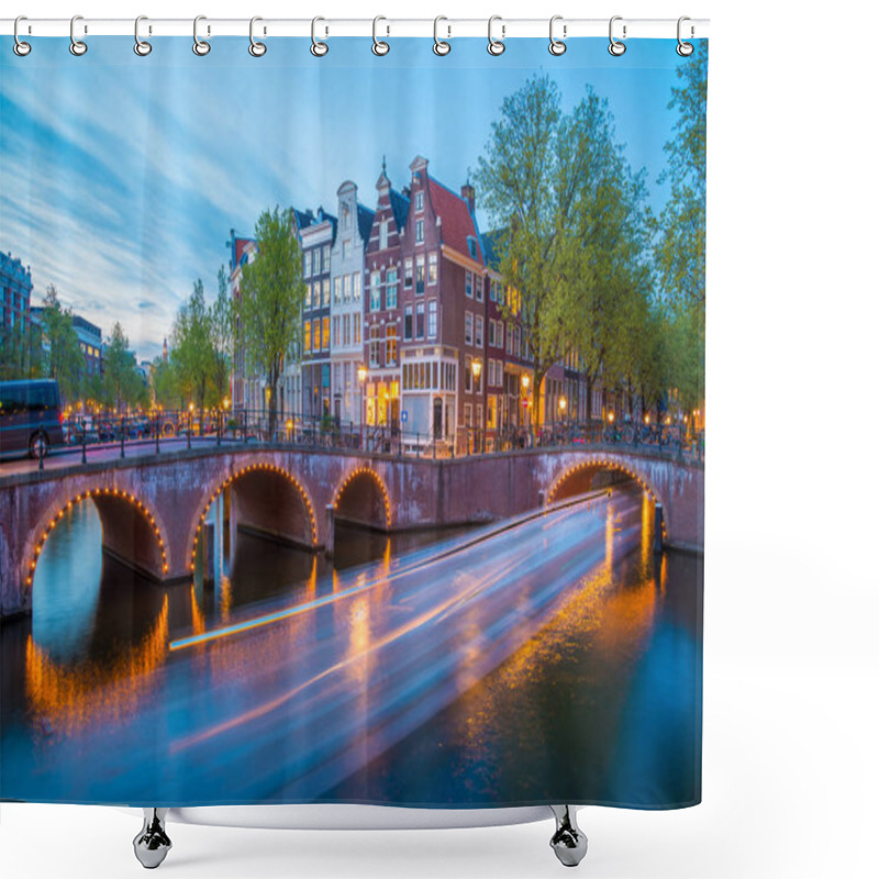 Personality  Bridge Over Keizersgracht - Emperor's Canal In Amsterdam, The Netherlands At Twilight. HDR Image. Shower Curtains