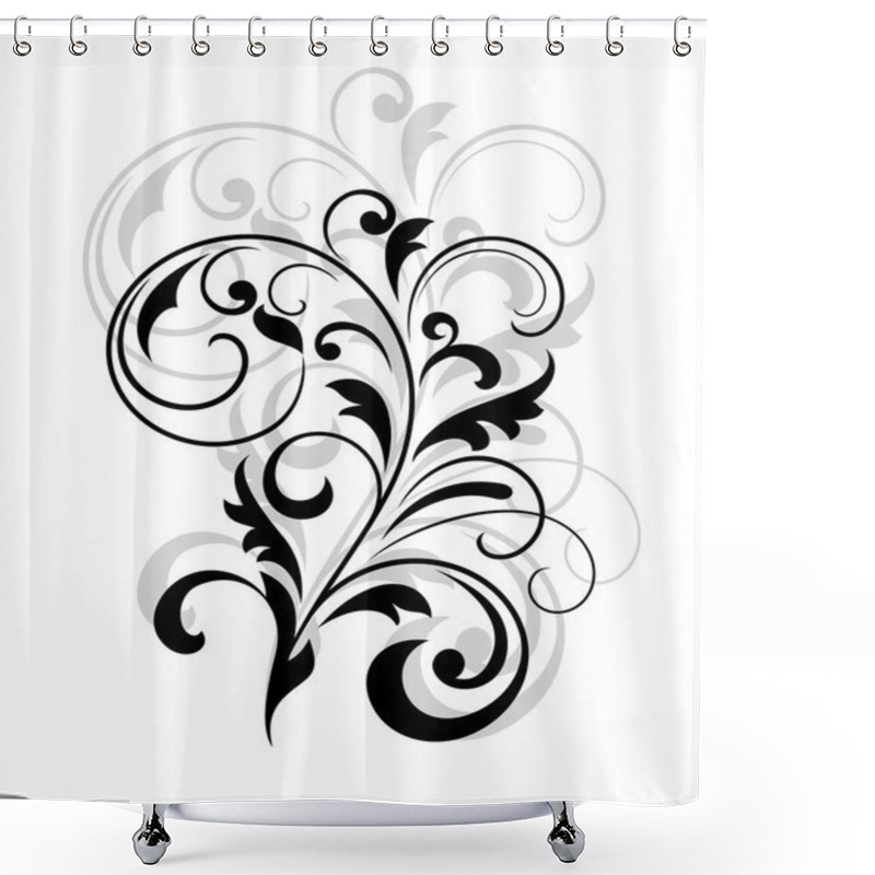 Personality  Scrolling Calligraphic Floral Design Shower Curtains