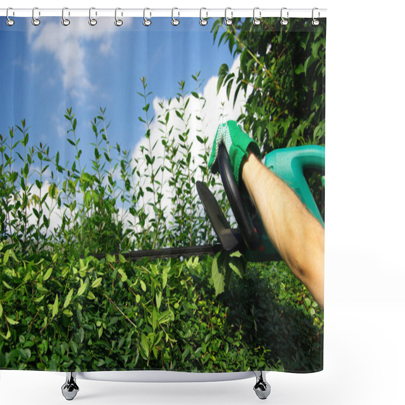 Personality  Gardener Pruning Plants In Garden Shower Curtains