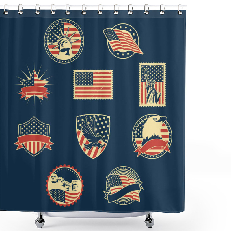 Personality  Usa Badges Set Shower Curtains