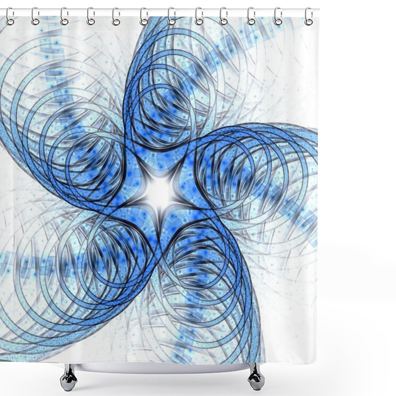 Personality  Blue Light Fractal Lines, Digital Artwork Shower Curtains