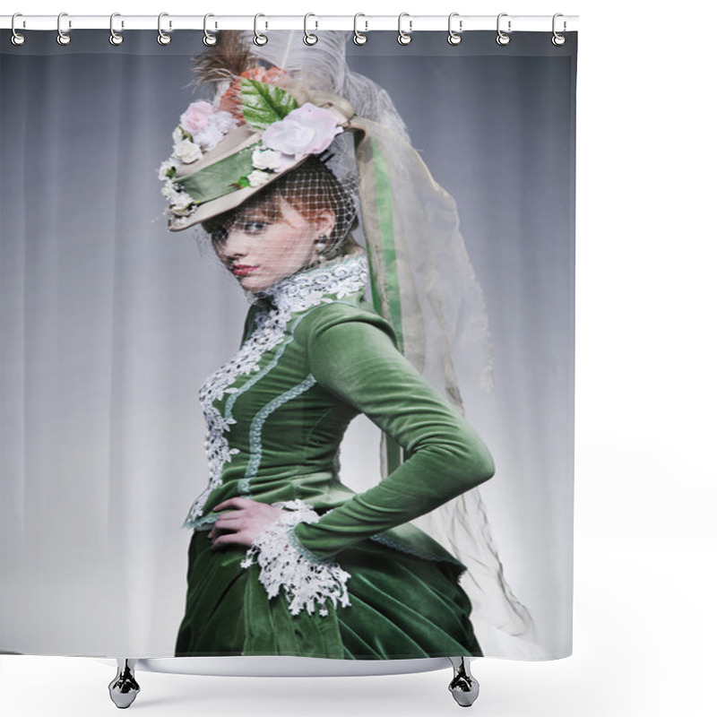 Personality  Cute Lady Wearing Retro Clothes Shower Curtains